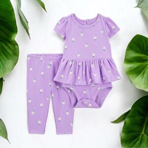 ✨ Carter's Baby Girl 2-pc. Floral Peplum Bodysuit & Pants Set